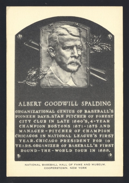 1956-63 Artvue Hall of Fame Plaque Postcards AL SPALDING Red Stockings HOF