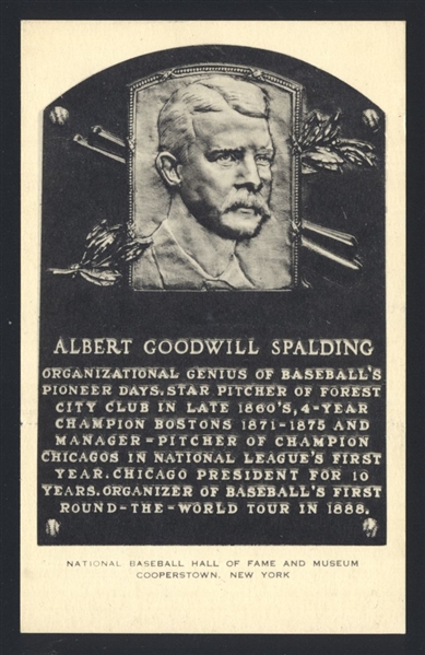 1956-63 Artvue Hall of Fame Plaque Postcards AL SPALDING Red Stockings HOF