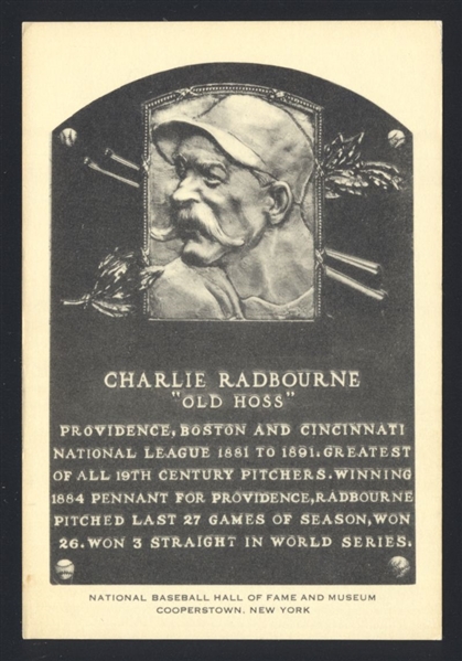 1956-63 Artvue Hall of Fame Plaque Postcards OLD HOSS RADBOURN Boston HOF
