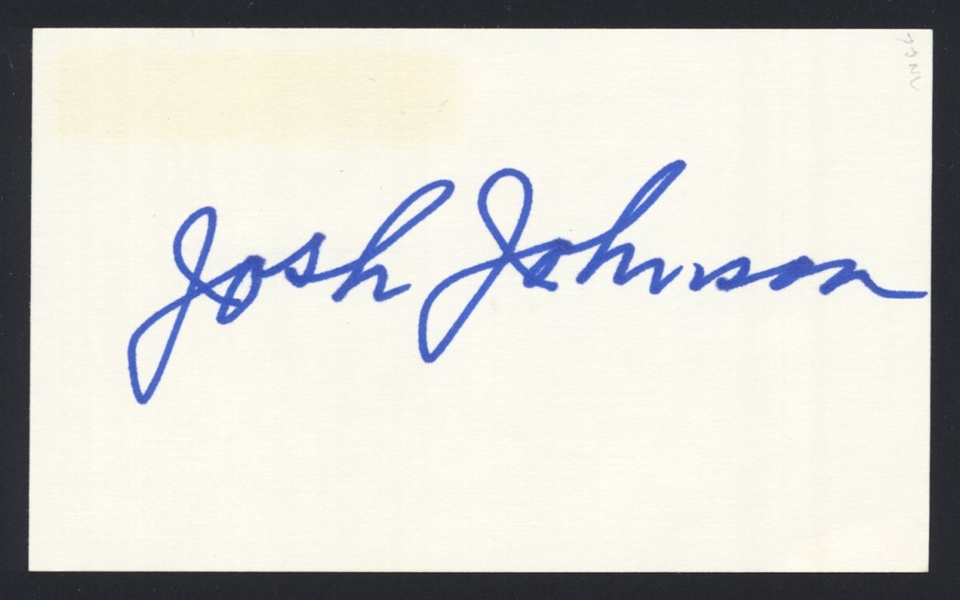 JOSH JOHNSON SIGNED 3x5 Index Card (d.1999) Tigers Negro Leagues Black Yankees