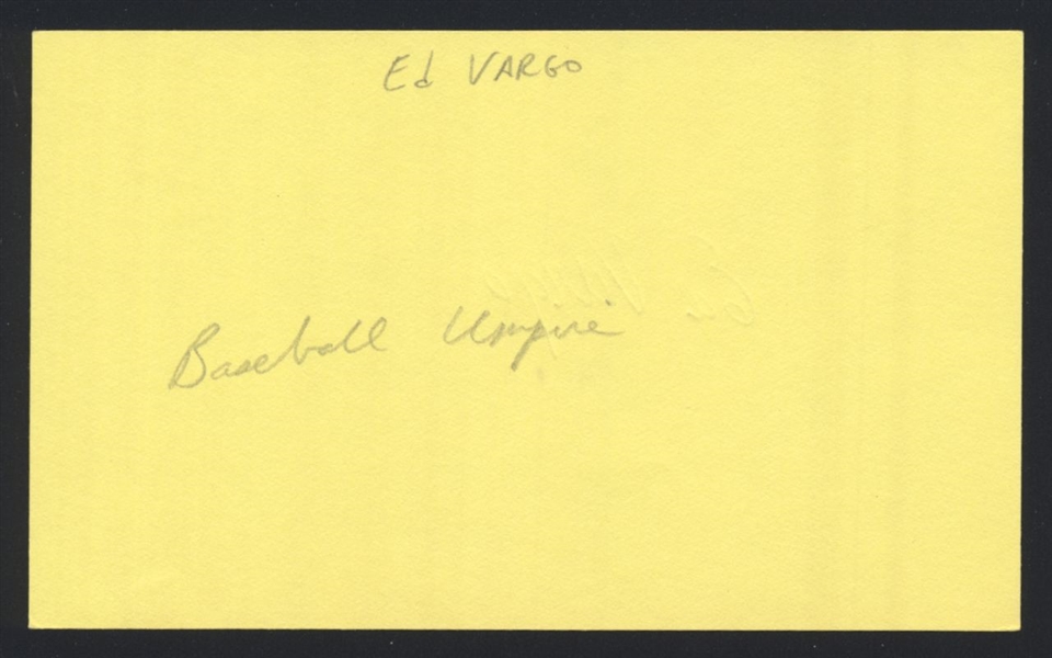 ED VARGO SIGNED 3x5 Index Card (d.2008) 1947 Carthage Carthage Cardinals