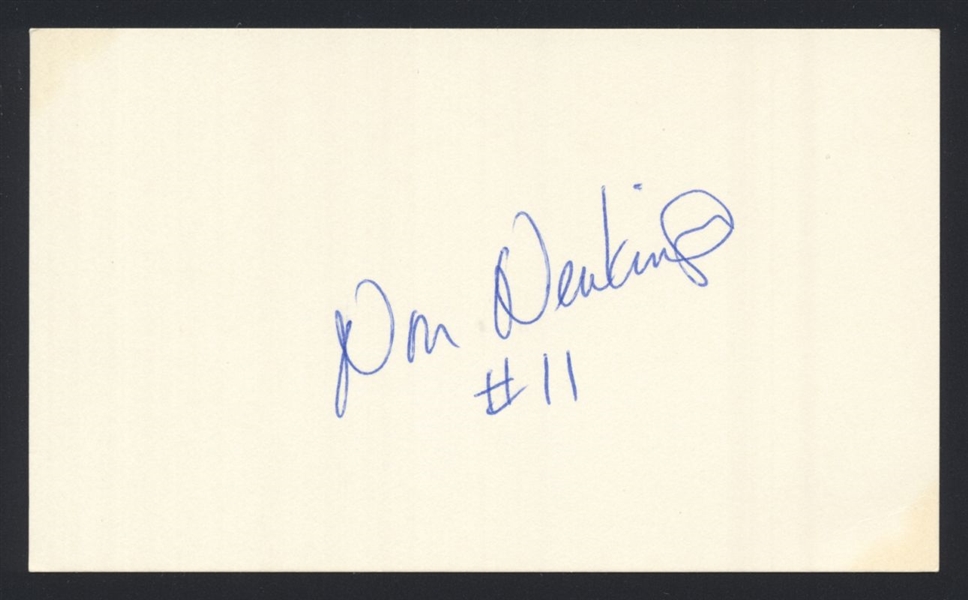 DON DENKINGER SIGNED 3x5 Index Card (d.2023) American League AL Umpire