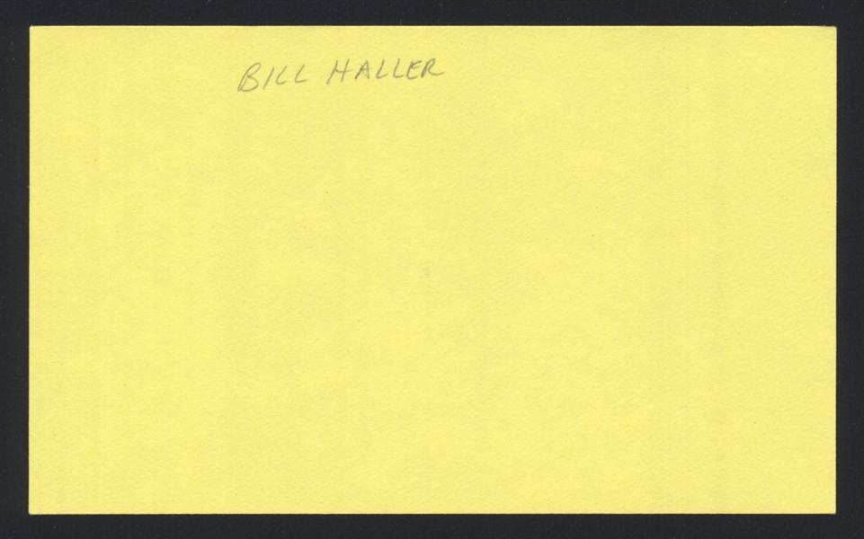 BILL HALLER SIGNED 3x5 Index Card (d.2022) American League AL Umpire