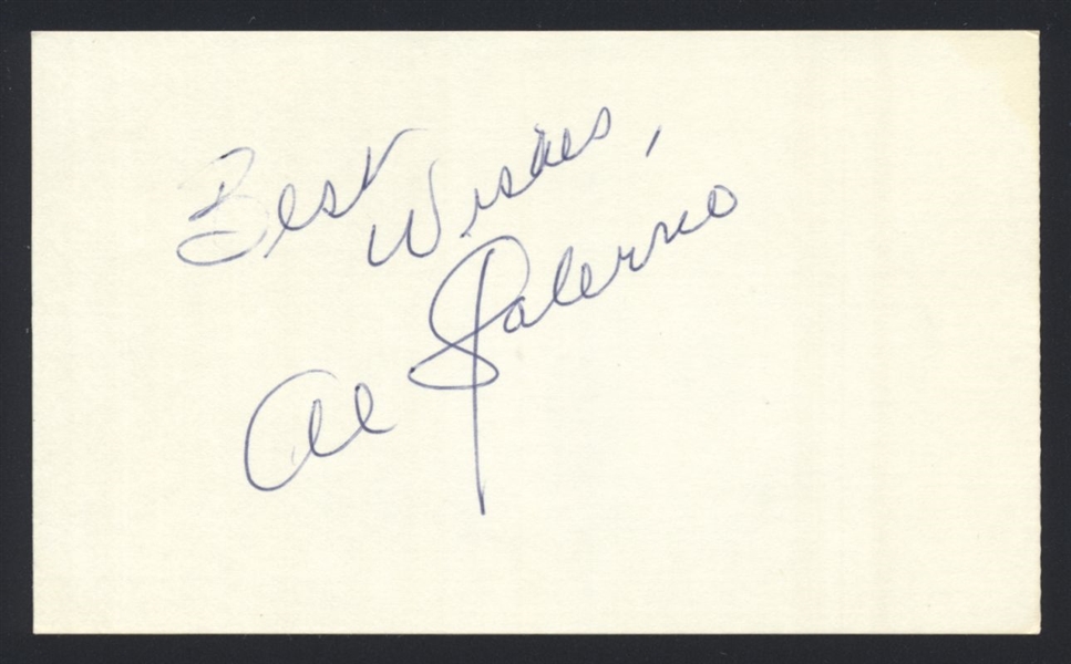 AL SALERNO SIGNED 3x5 Index Card (d.2007) American League AL Umpire