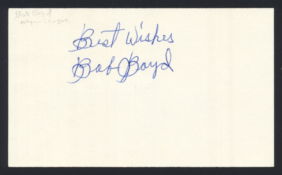 BOB BOYD SIGNED 3x5 Index Card (d.2004) White Sox Orioles Athletics Braves