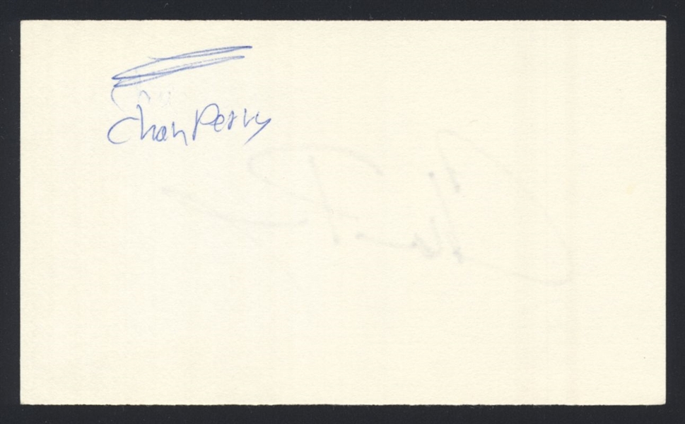 CHAN PERRY SIGNED 3x5 Index Card Cleveland Indians Royals