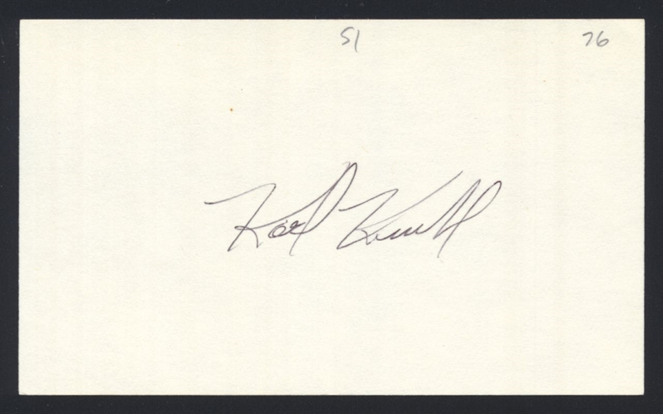 KARL KUEHL SIGNED 3x5 Index Card (d.2008) 1976 Montreal Expos