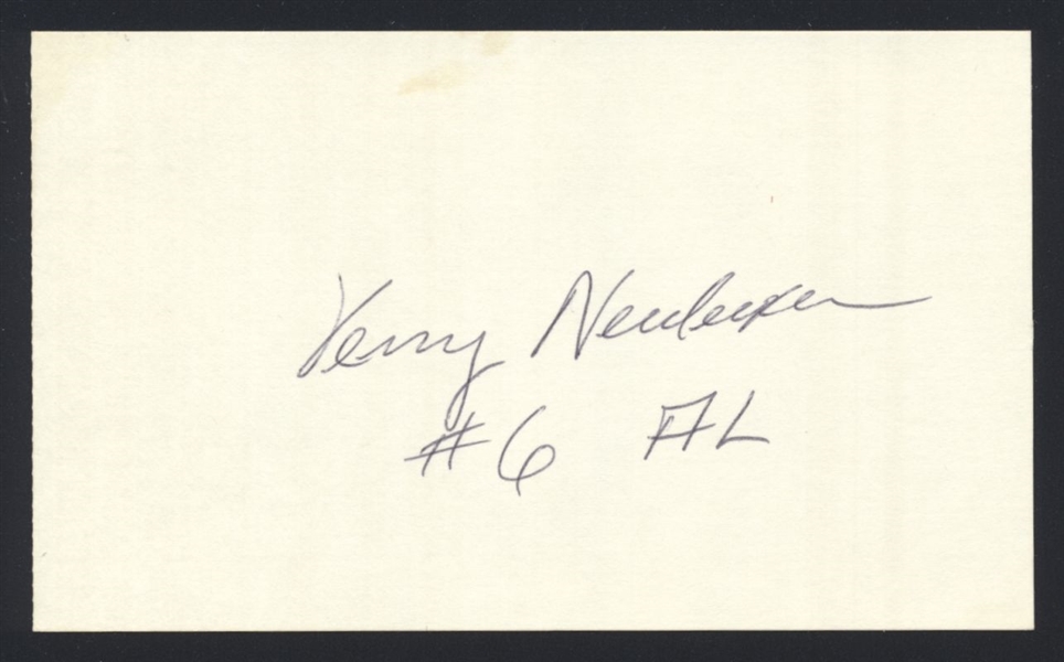 JERRY NEUDECKER SIGNED 3x5 Index Card (d.1997) American League AL Umpire