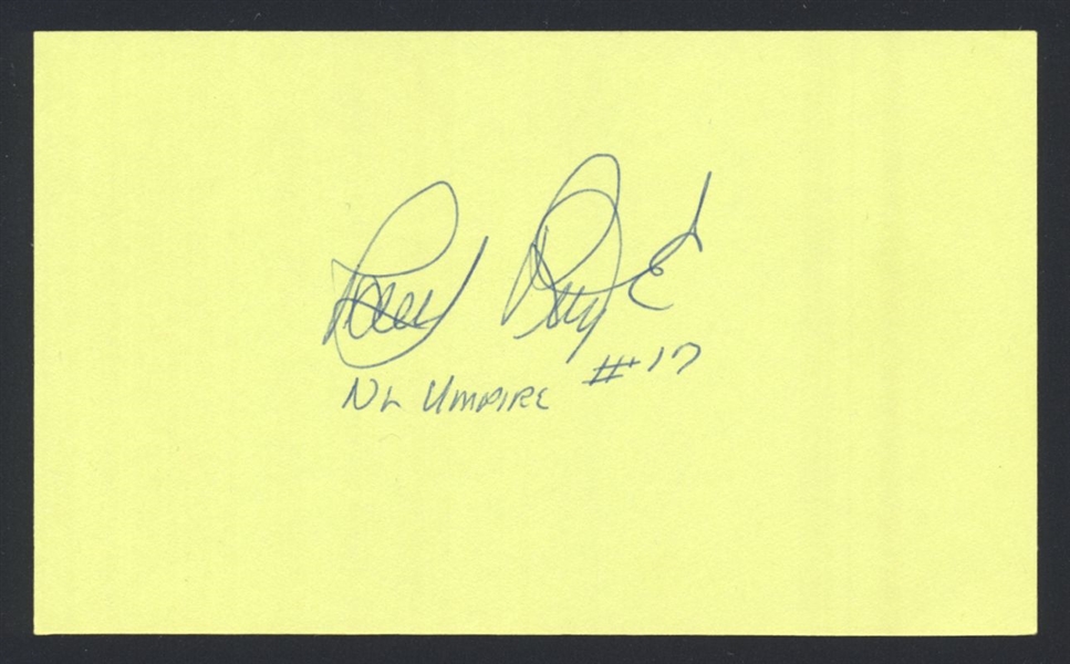 PAUL E RUNGE SIGNED 3x5 Index Card National League NL Umpire
