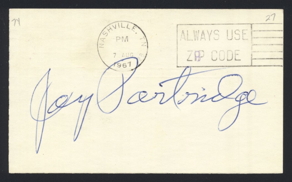JAY PARTRIDGE SIGNED Postcard GPC (d.1974) Brooklyn Brooklyn Robins