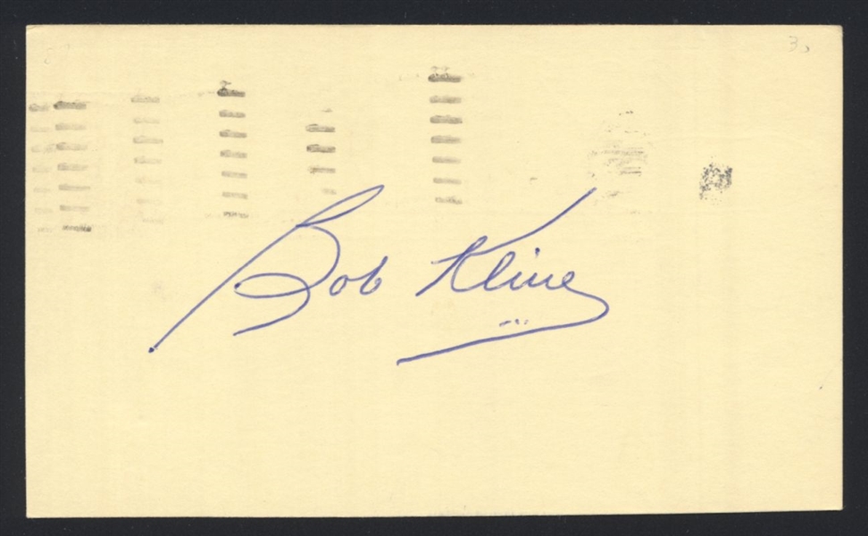 BOB KLINE SIGNED Postcard GPC (d.1987) Boston Red Sox Athletics Senators