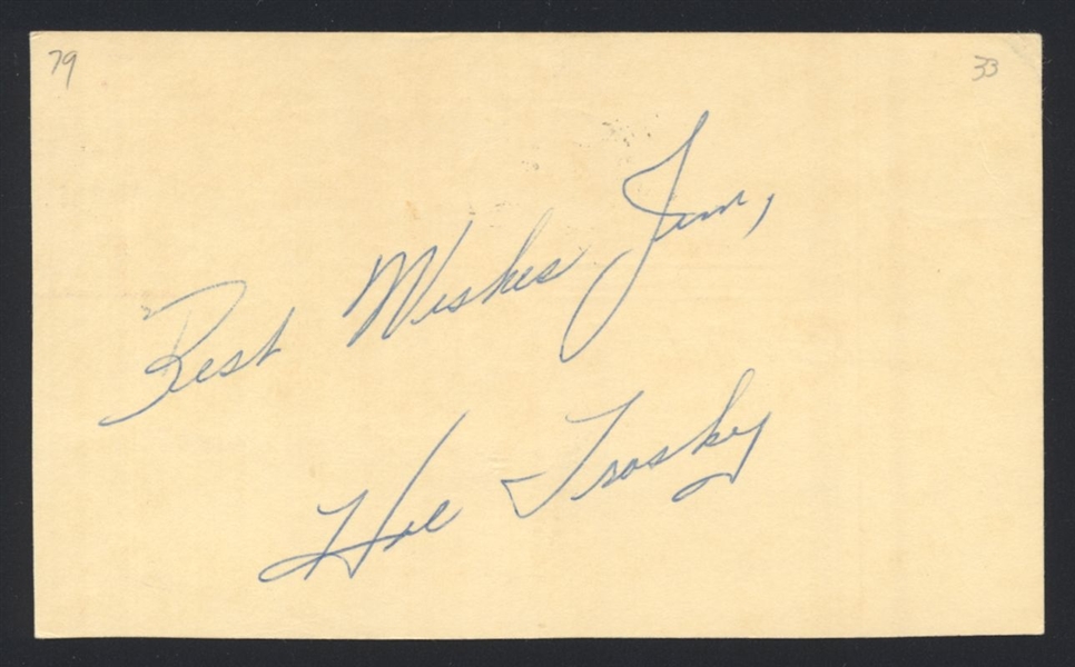 HAL TROSKY SR SIGNED Postcard GPC (d.1979) Cleveland Indians White Sox