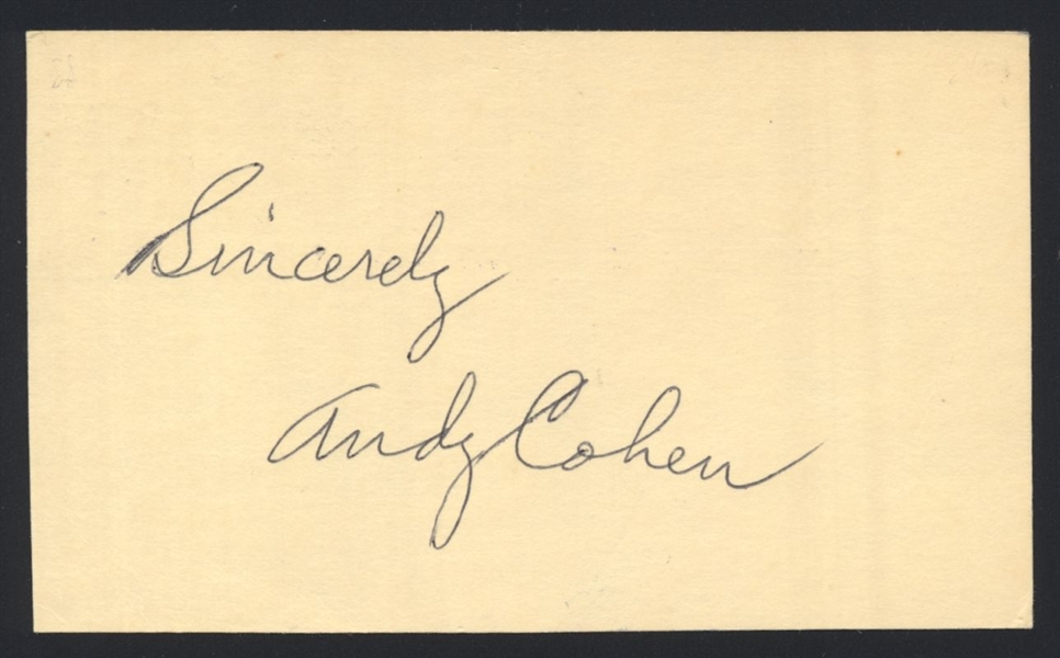 ANDY COHEN SIGNED Postcard GPC (d.1988) New York Giants