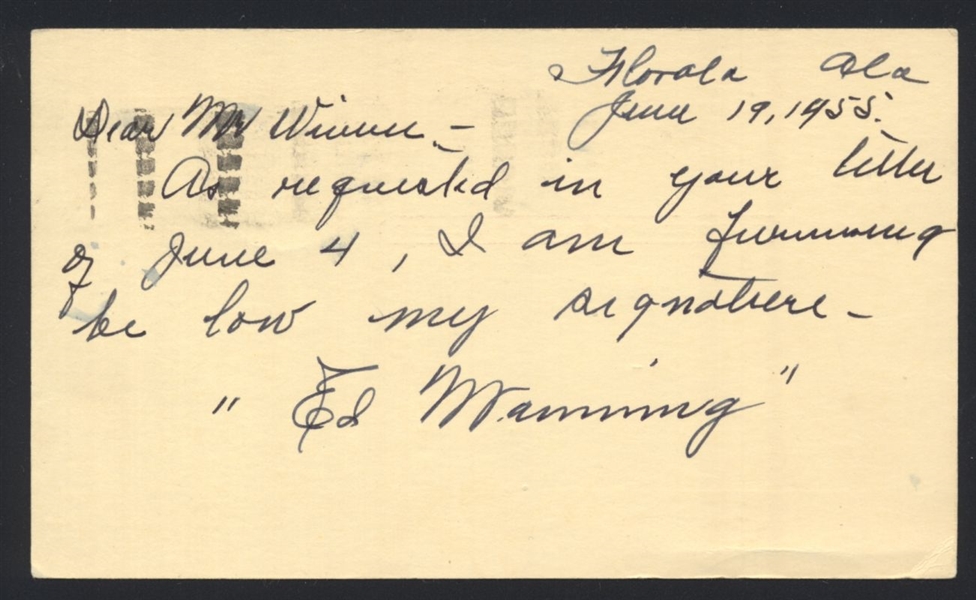 ERNIE MANNING SIGNED Postcard GPC (d.1973) 1914 St. Louis Browns