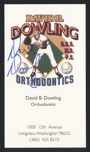 DAVE DOWLING SIGNED Business Card St. Louis Cardinals Cubs