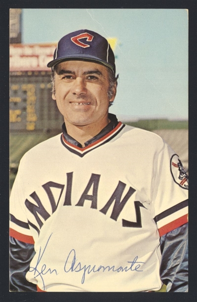 KEN ASPROMONTE 1973-74 Cleveland Indians SIGNED Photo Postcard 