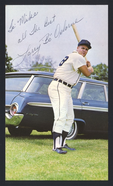 BOBO OSBORNE 1961-62 Detroit Tigers SIGNED Photo Postcard (d.2011)