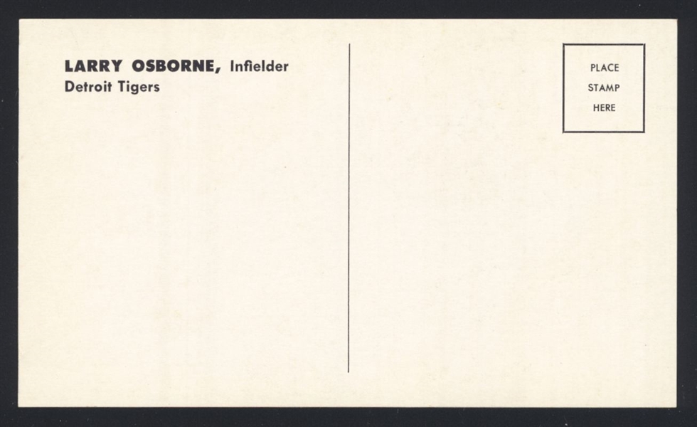 BOBO OSBORNE 1961-62 Detroit Tigers SIGNED Photo Postcard (d.2011)