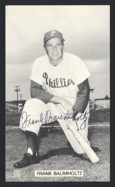 FRANK BAUMHOLTZ 1956-57 Phillies SIGNED Photo Postcard J.D. McCarthy (d.1997)