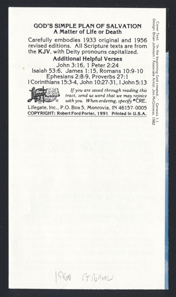 DICK STIGMAN SIGNED Religious Tract Minnesota Twins Indians Red Sox