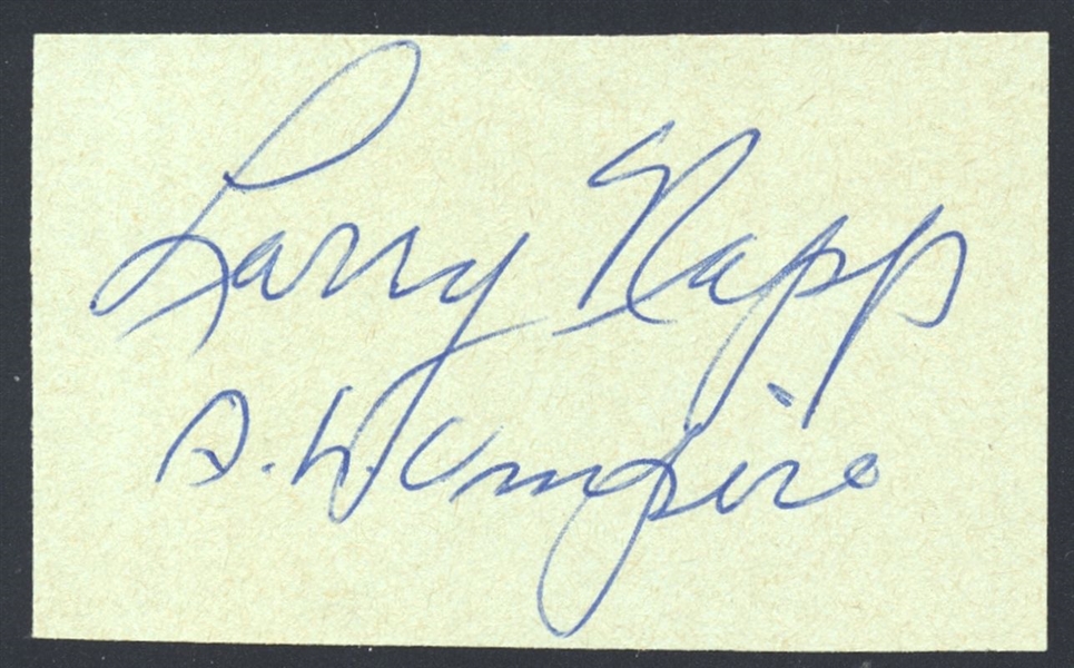LARRY NAPP SIGNED Cut Signature (d.1993) 1956 World Series AL Umpire