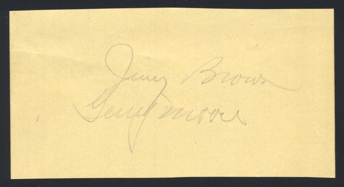 JIMMY BROWN (d.1977) & TERRY MOORE SIGNED Cut Signature 1937 St. Louis Cardinals