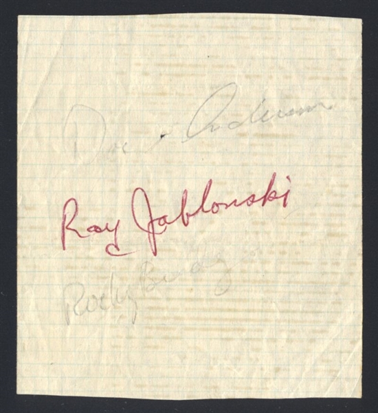 RAY JABLONSKI (d.1985) ROCKY BRIDGES & DOC ANDERSON SIGNED Cut Signatures Reds