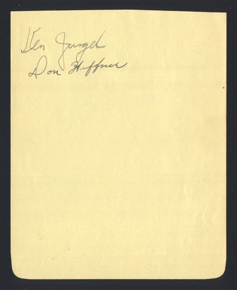 KEN JUNGELS & DON HEFFNER SIGNED Album Page (d.1975)