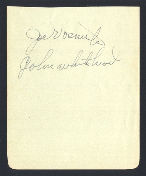 JOE VOSMIK & JOHN WHITEHEAD SIGNED Album Page (d.1962)