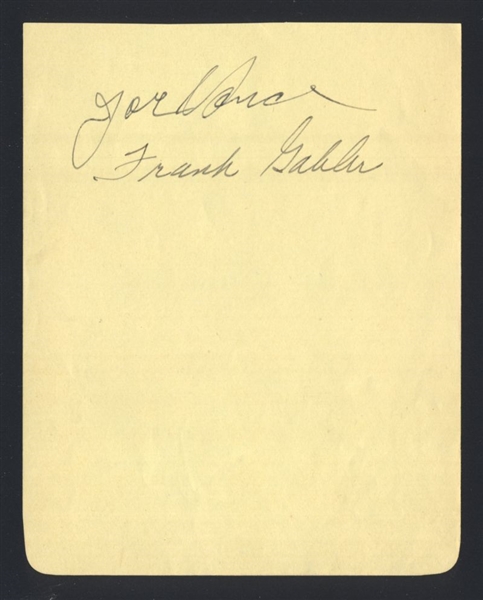 FRANK GABLER & JOE VANCE SIGNED Album Page (d.1967)