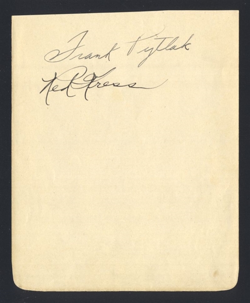 RED KRESS & FRANKIE PYTLAK SIGNED Album Page (d.1962)