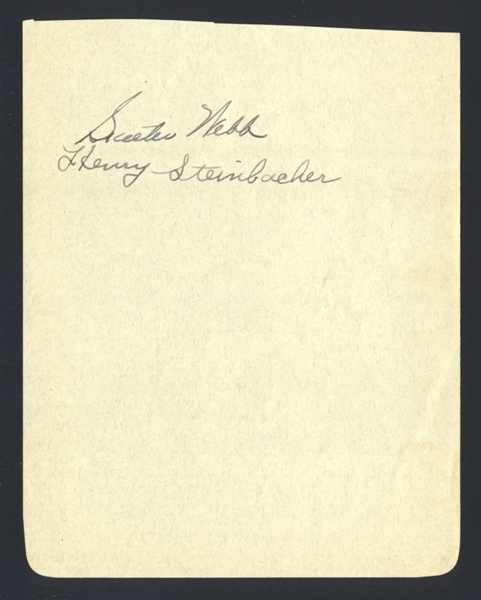 HANK STEINBACHER & SKEETER WEBB SIGNED Album Page (d.1977)