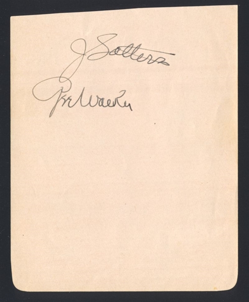 MOOSE SOLTERS & UNIDENTIFIED SIGNED Album Page (d.1975)
