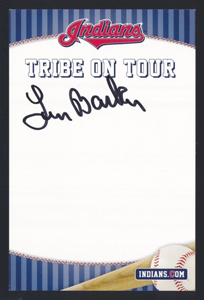 LEN BARKER SIGNED Autograph Card Cleveland Indians