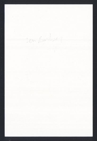LEN BARKER SIGNED Autograph Card Cleveland Indians