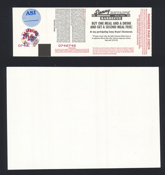 RAFAEL PALMEIRO 5/11/03 500th Homerun Full Ticket SIGNED + COA Rangers Autograph