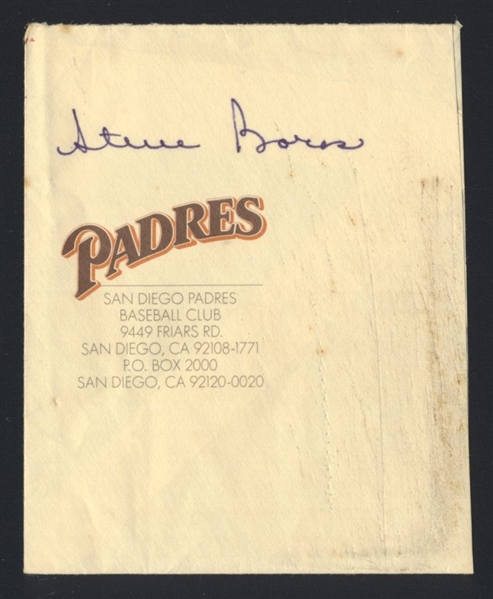 STEVE BOROS SIGNED Cut Signature (d.2010) San Diego Padres Tigers Reds Cubs