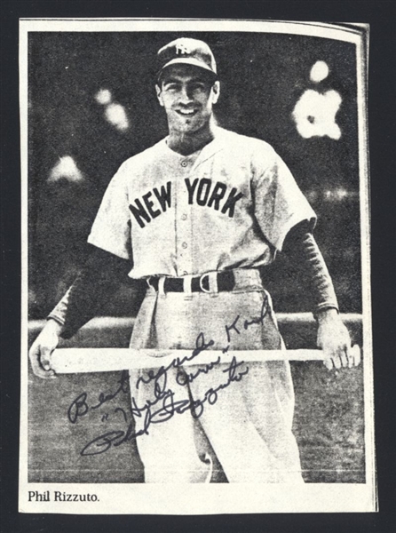 PHIL RIZZUTO 1940s New York Yankees SIGNED Photo (d.2007) HOF