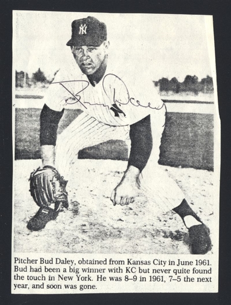 BUD DALEY 1961-64 New York Yankees SIGNED Photo (d.2024)
