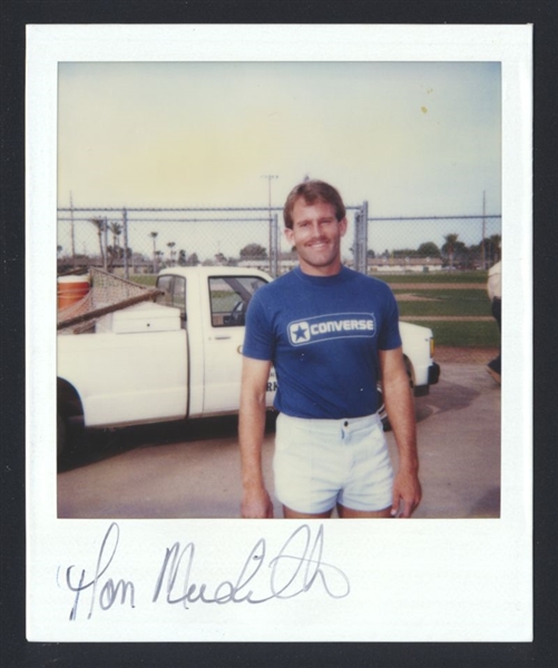 RON MEREDITH Polaroid Snapshot Photo SIGNED 1985 CHICAGO CUBS Autograph