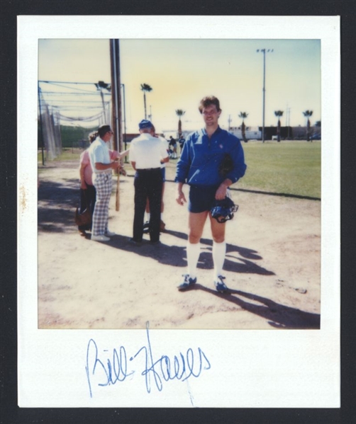 BILL HAYES Polaroid Snapshot Photo SIGNED 1985 CHICAGO CUBS Autograph