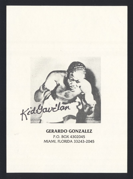 KID GAVILAN  SIGNED Photo Cuban Boxer Gerardo Gonzalez (d.2003) HOF