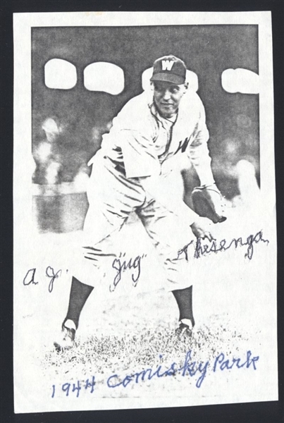 JUG THESENGA ca 1944 Washington Senators SIGNED Photo (d.2002)