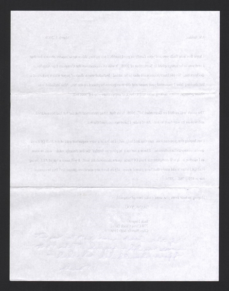 DUKE SNIDER SIGNED Note Handwritten Letter (d.2011) HOF 1955 1959 Dodgers