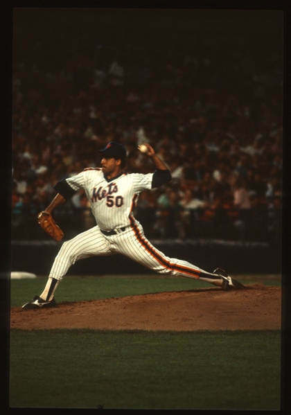 1980s New York Mets SID FERNANDEZ Pitching Original 35mm Slide Transparency