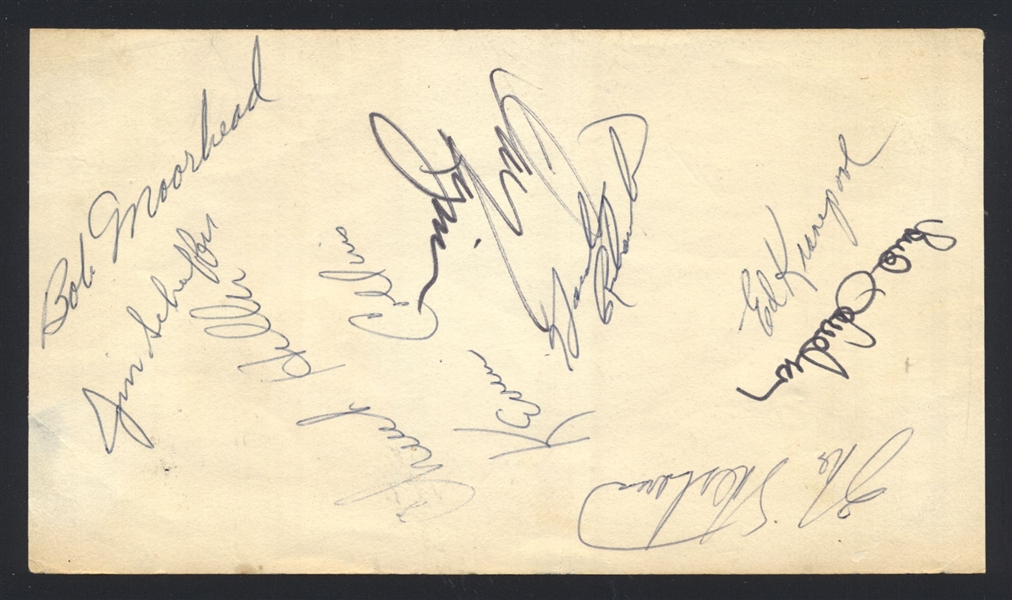 1965 NEW YORK METS Team-Signed Index Card w/ WES WESTRUM, ED KRANEPOOL, MOORHEAD