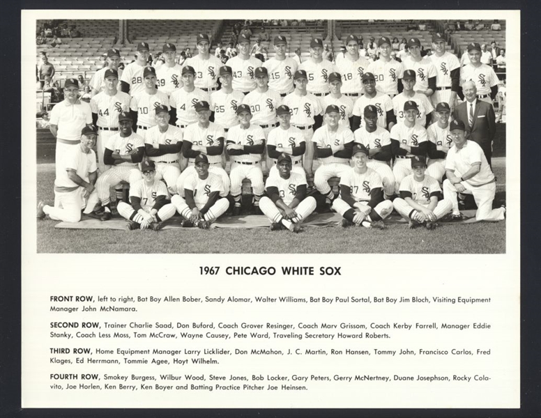 1967 Chicago White Sox Original Team Photo HOYT WILHELM ROCKY COLAVITO KEN BOYER