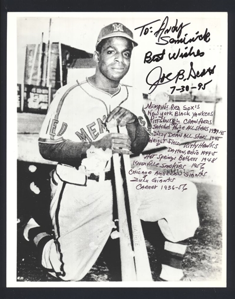 JOE BURT SCOTT ca 1940s Memphis Red Sox SIGNED Photo (d.2013)