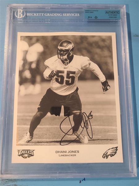 DHANI JONES Philadelphia Eagles SIGNED Photo Beckett JSA Certified Slabbed