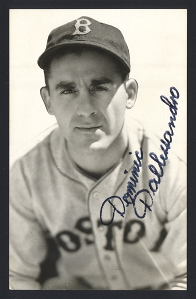 DOM DALLESSANDRO ca 1937 Red Sox SIGNED Real Photo Postcard RPPC (d.1988) Rookie